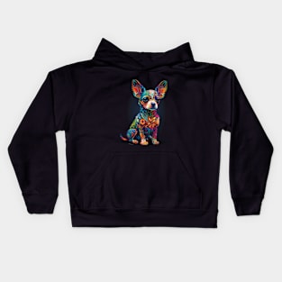 Colorful puppy Dog design #6 by Farbrausch Art 2023. Kids Hoodie